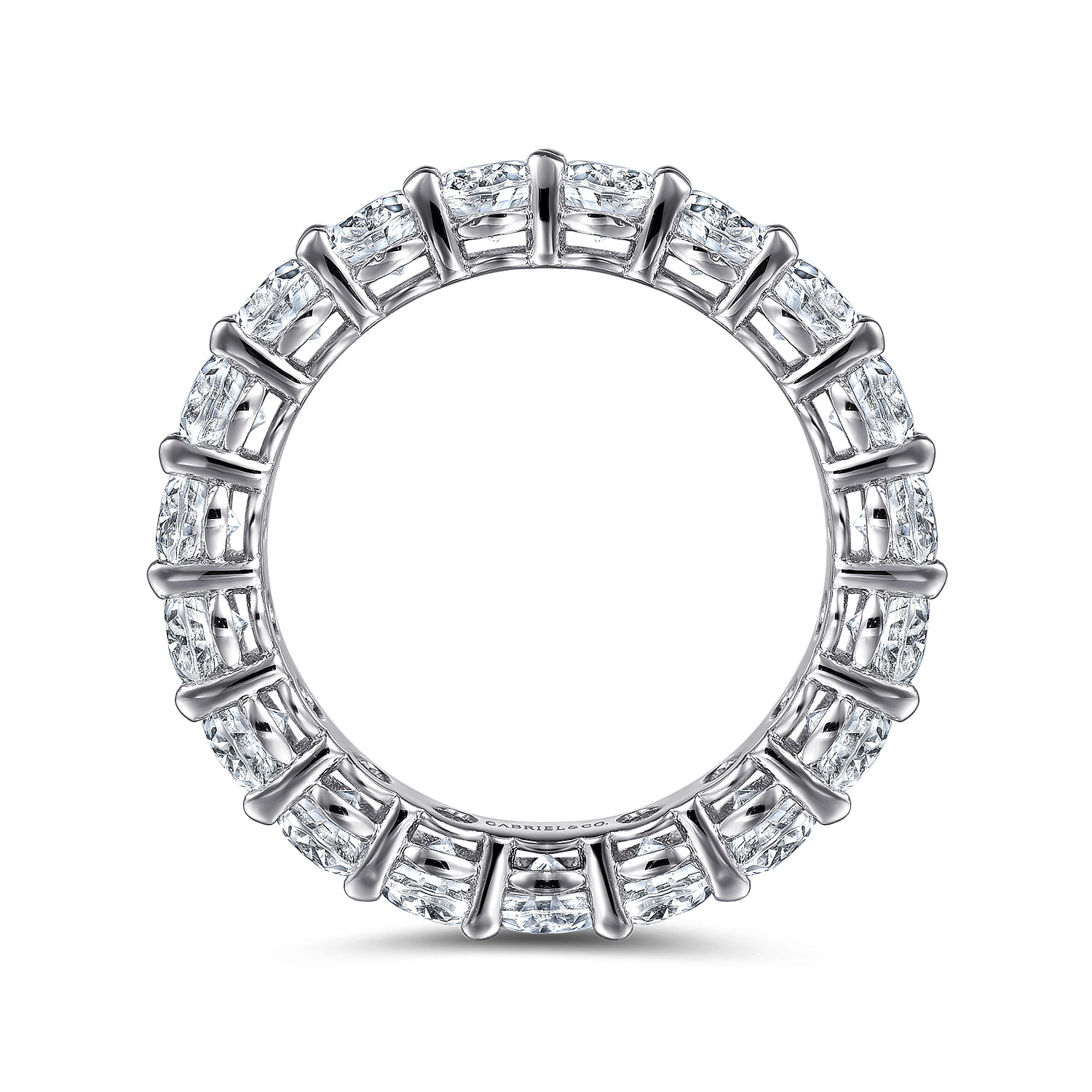 Eternity Band Wedding Ring in 14k White Gold with Oval Natural Diamond at Gabriel & Co. - Shot 2