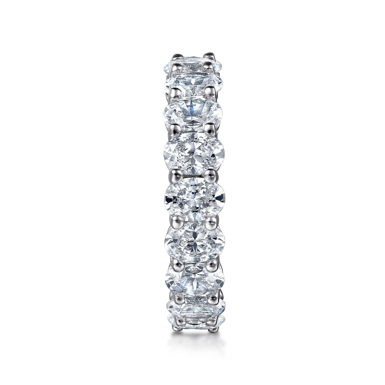 Eternity Band Wedding Ring in 14k White Gold with Oval Natural Diamond at Gabriel & Co. - Shot 4