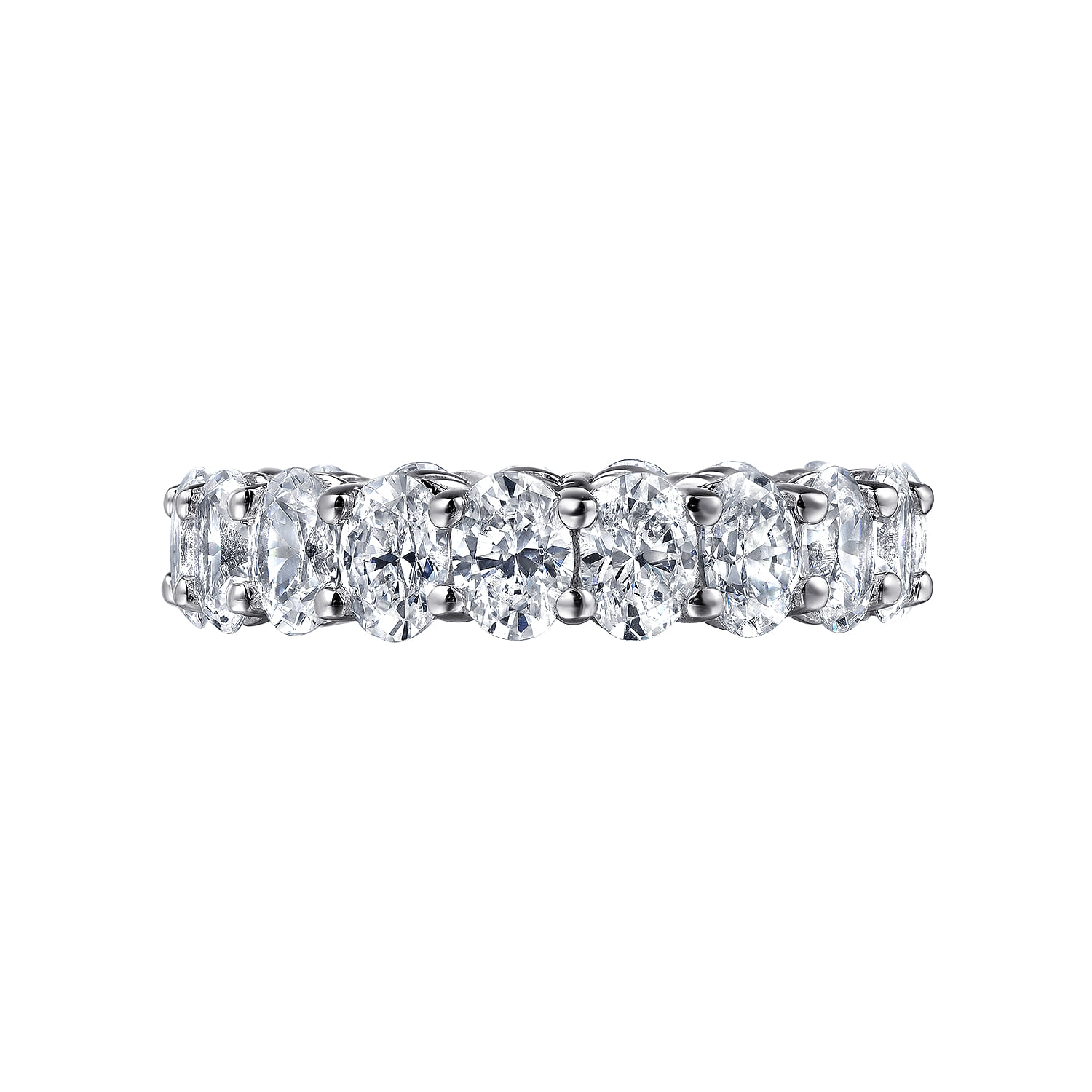 Eternity Band Wedding Ring in 14k White Gold with Oval Natural Diamond at Gabriel & Co. - Shot 6
