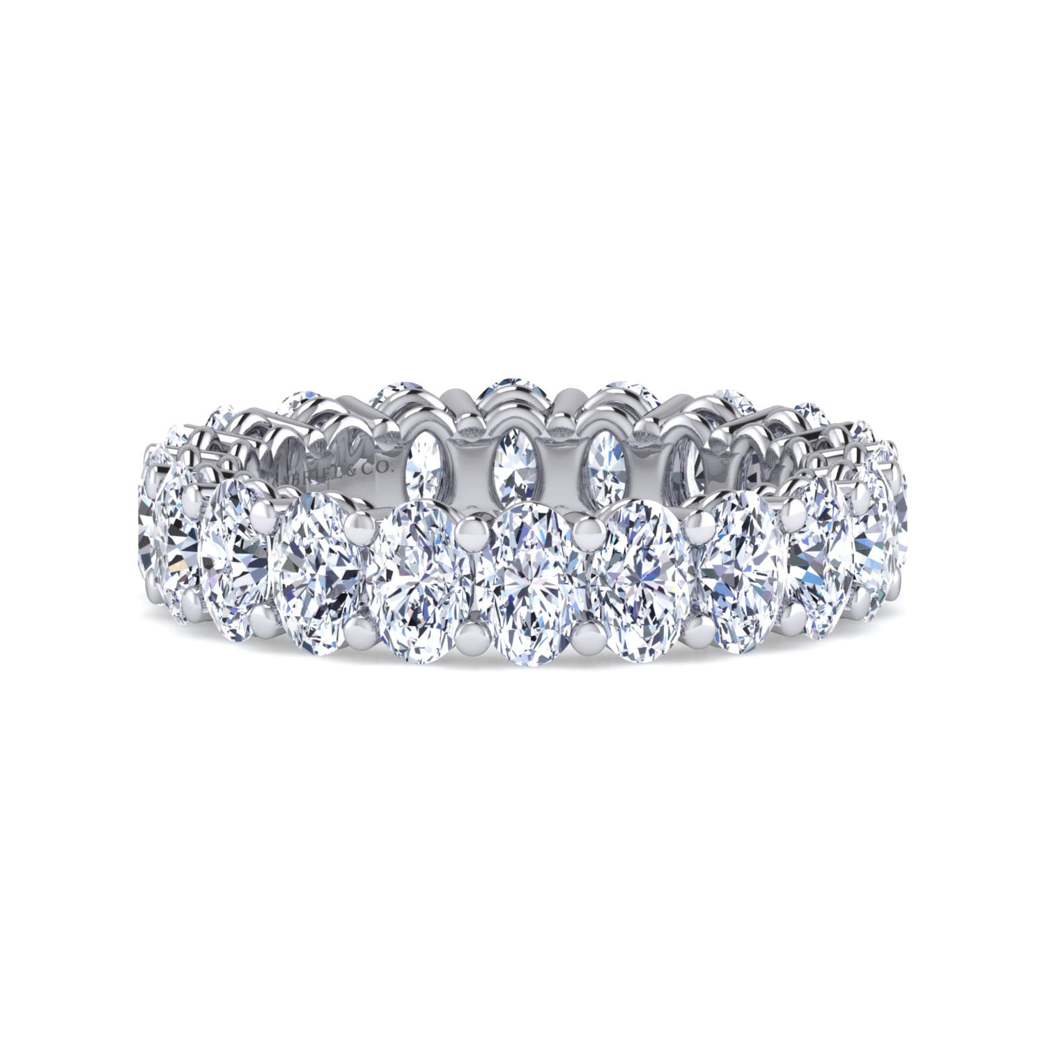 Eternity Band Wedding Ring in 14k White Gold with Oval Natural Diamond at Gabriel & Co. - Shot 1