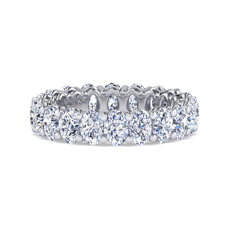 Eternity Band Wedding Ring in 14k White Gold with Oval Natural Diamond at Gabriel & Co. - Shot 1