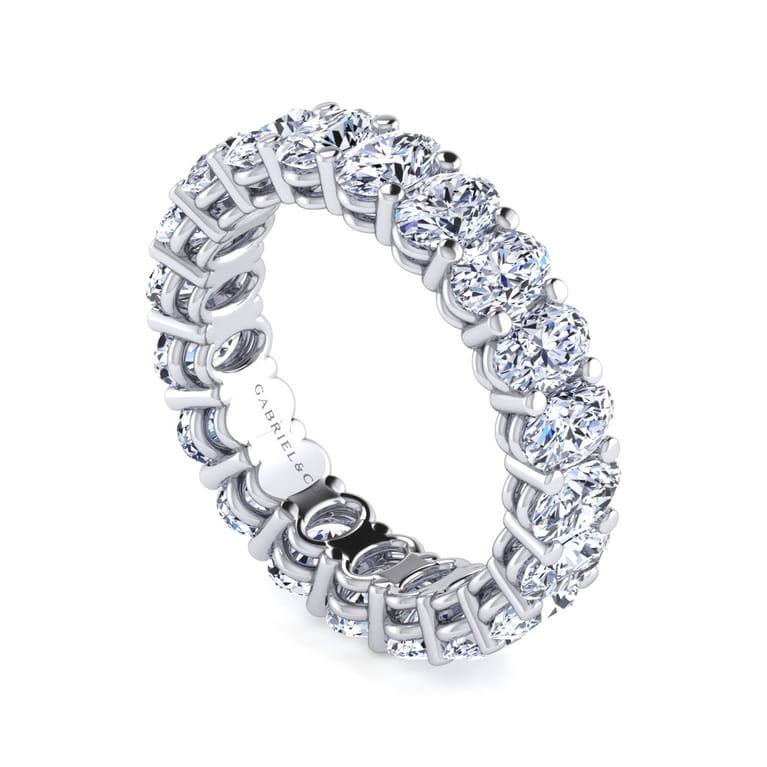 Eternity Band Wedding Ring in 14k White Gold with Oval Natural Diamond at Gabriel & Co. - Shot 3