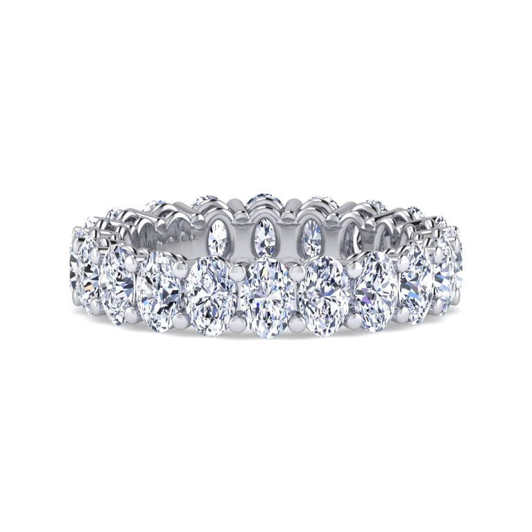 Eternity Band Wedding Ring in 14k White Gold with Oval Natural Diamond at Gabriel & Co. - Shot 1