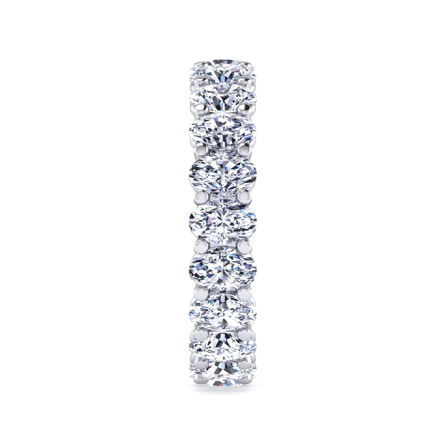 Eternity Band Wedding Ring in 14k White Gold with Oval Natural Diamond at Gabriel & Co. - Shot 4