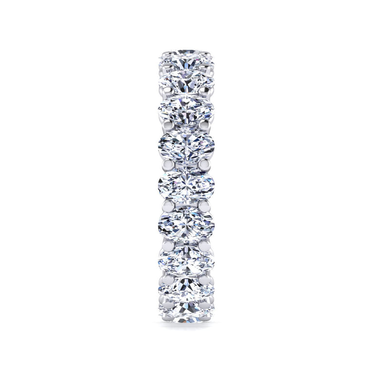 Eternity Band Wedding Ring in 14k White Gold with Oval Natural Diamond at Gabriel & Co. - Shot 4