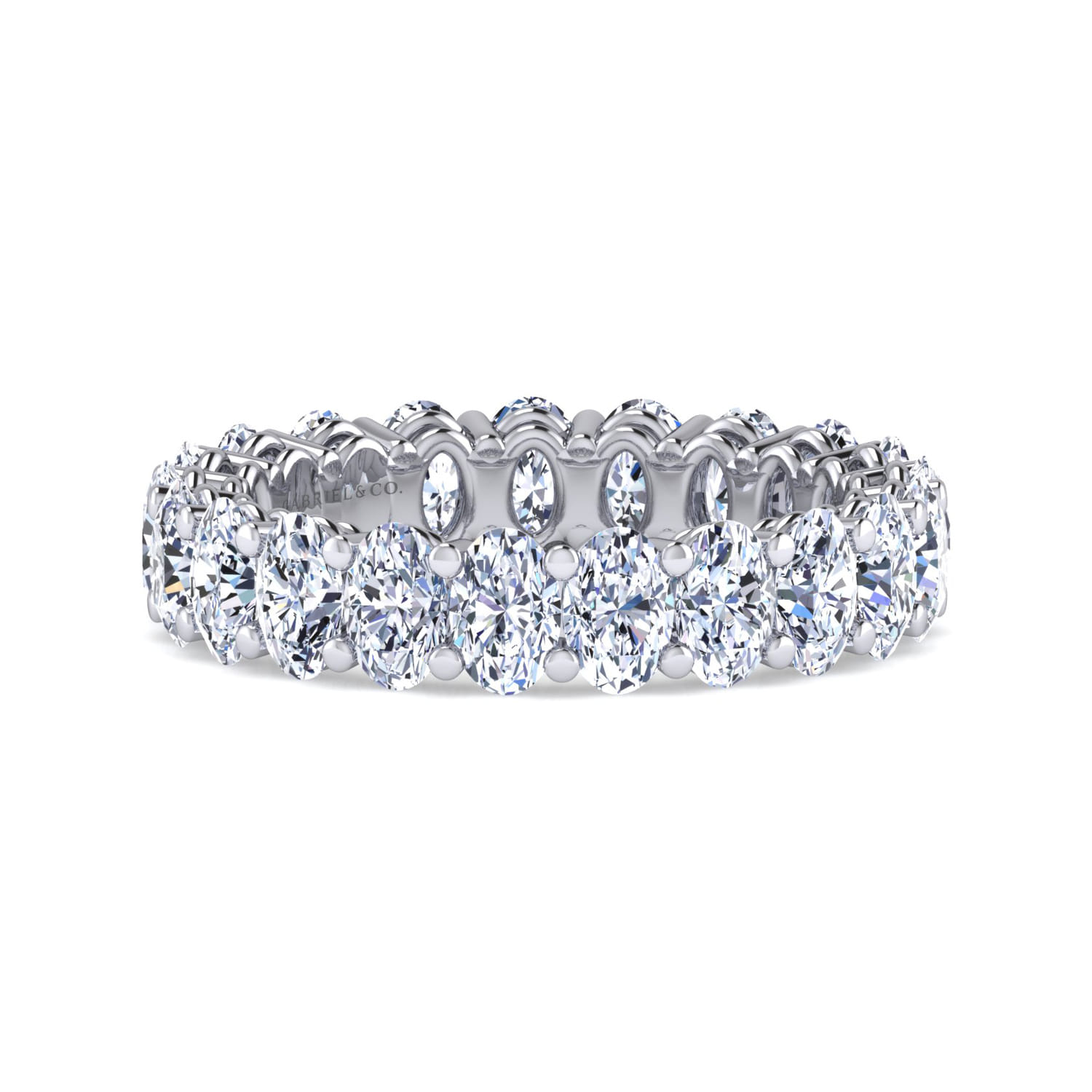 Eternity Band Wedding Ring in 14k White Gold with Oval Natural Diamond at Gabriel & Co. - Shot 1