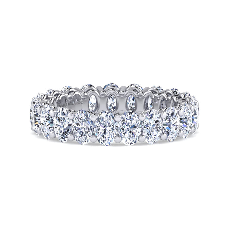 Eternity Band Wedding Ring in 14k White Gold with Oval Natural Diamond at Gabriel & Co. - Shot 1