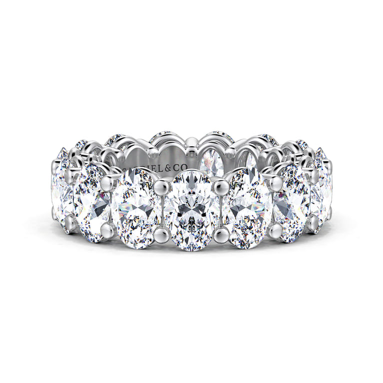 Eternity Band Wedding Ring in 14k White Gold with Oval Natural Diamond at Gabriel & Co. - Shot 1