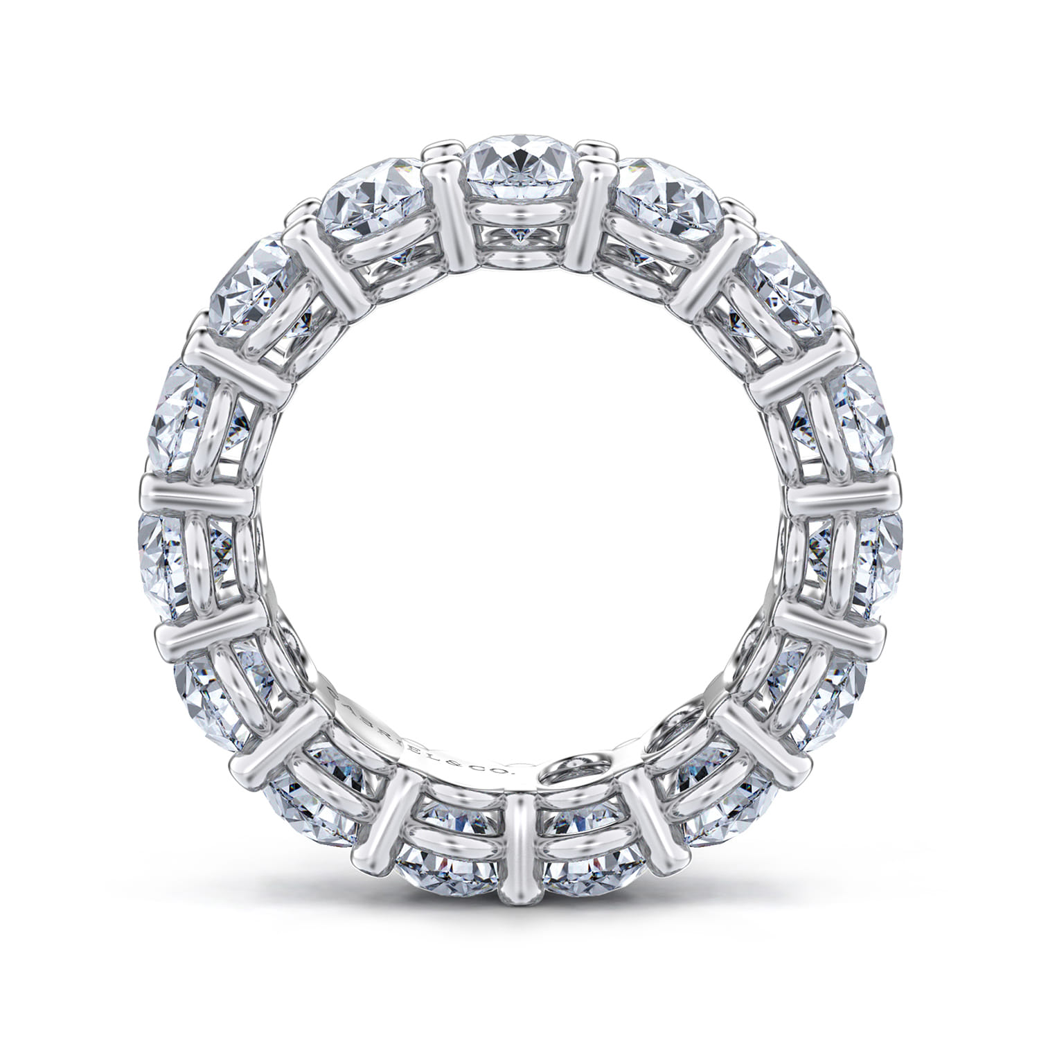 Eternity Band Wedding Ring in 14k White Gold with Oval Natural Diamond at Gabriel & Co. - Shot 2