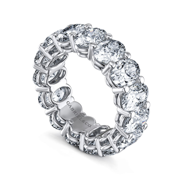 Eternity Band Wedding Ring in 14k White Gold with Oval Natural Diamond at Gabriel & Co. - Shot 3