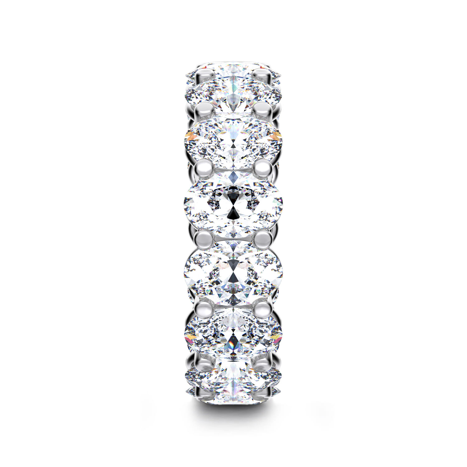 Eternity Band Wedding Ring in 14k White Gold with Oval Natural Diamond at Gabriel & Co. - Shot 4