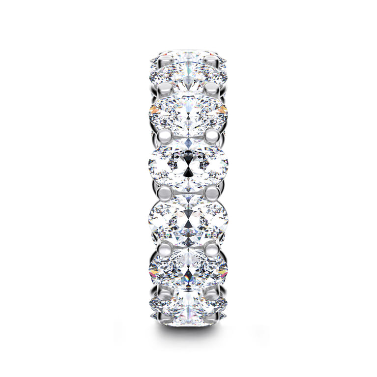 Eternity Band Wedding Ring in 14k White Gold with Oval Natural Diamond at Gabriel & Co. - Shot 4