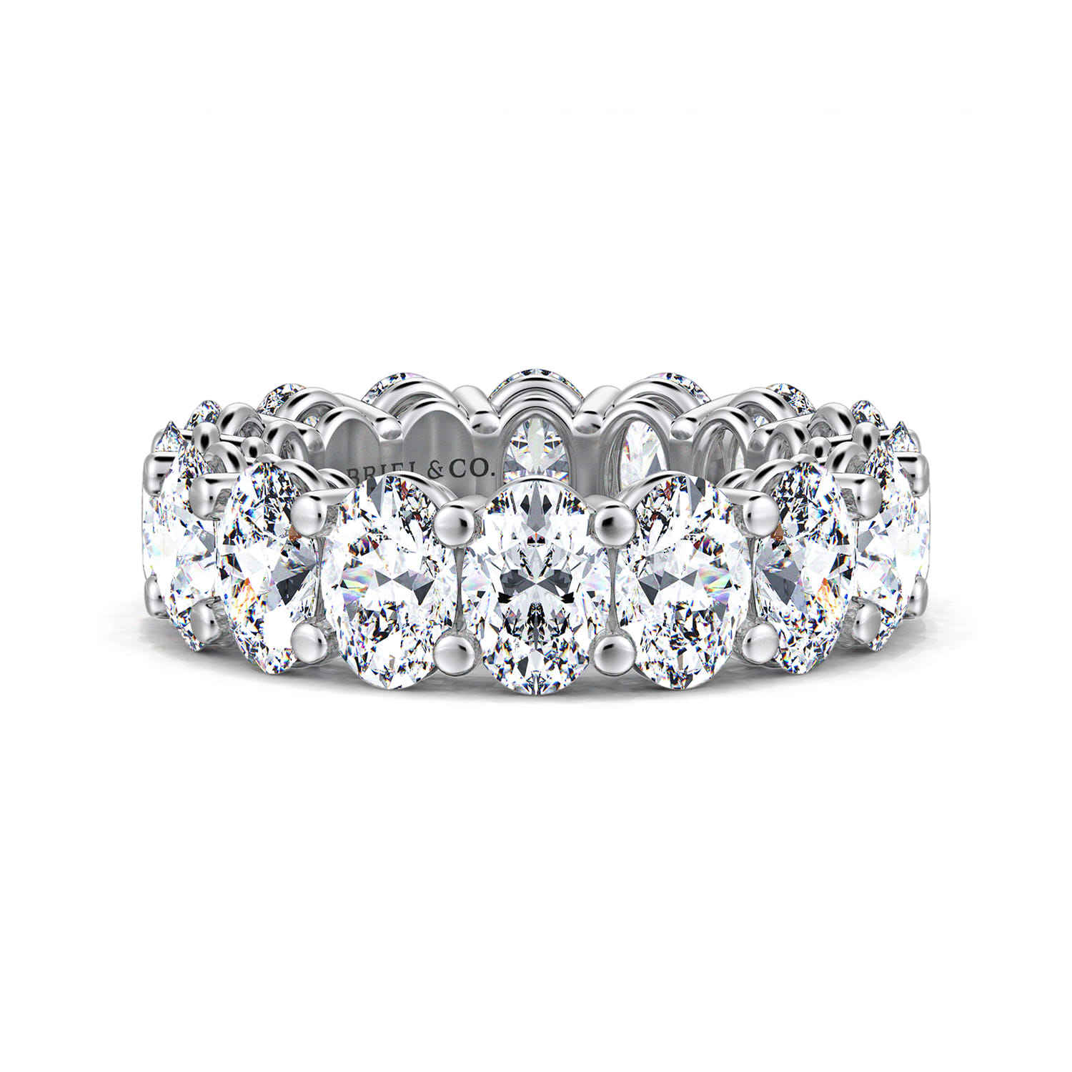Eternity Band Wedding Ring in 14k White Gold with Oval Natural Diamond at Gabriel & Co. - Shot 1