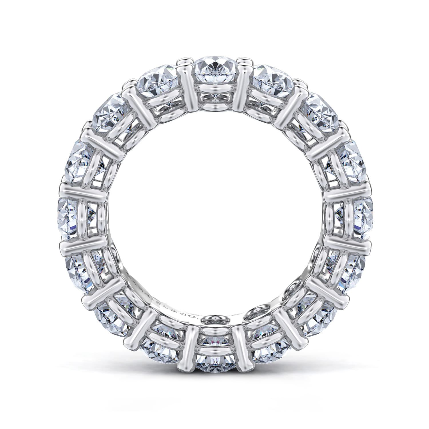 Eternity Band Wedding Ring in 14k White Gold with Oval Natural Diamond at Gabriel & Co. - Shot 2