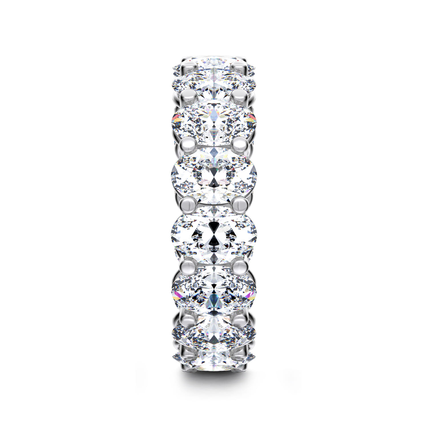 Eternity Band Wedding Ring in 14k White Gold with Oval Natural Diamond at Gabriel & Co. - Shot 4