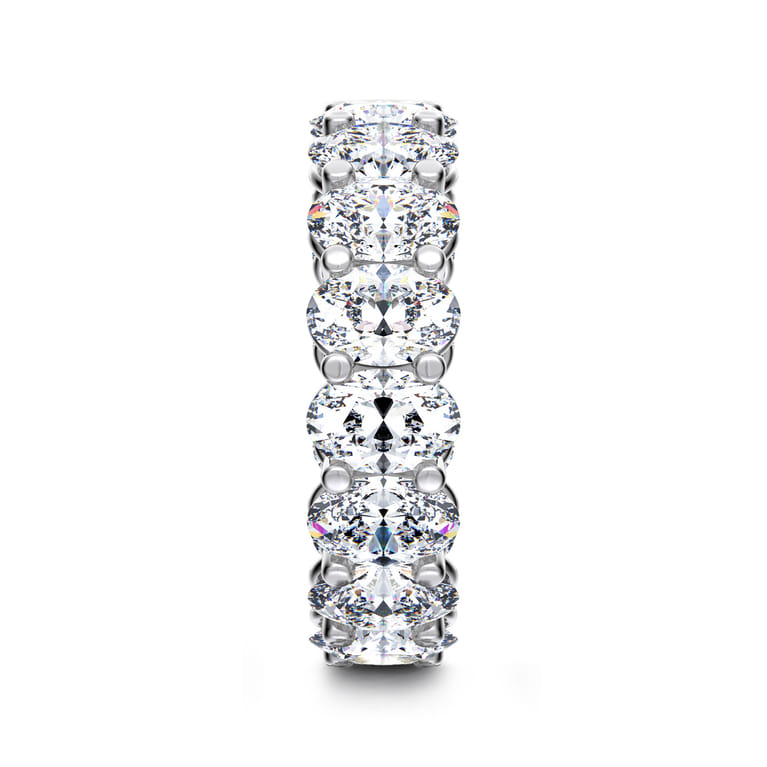 Eternity Band Wedding Ring in 14k White Gold with Oval Natural Diamond at Gabriel & Co. - Shot 4