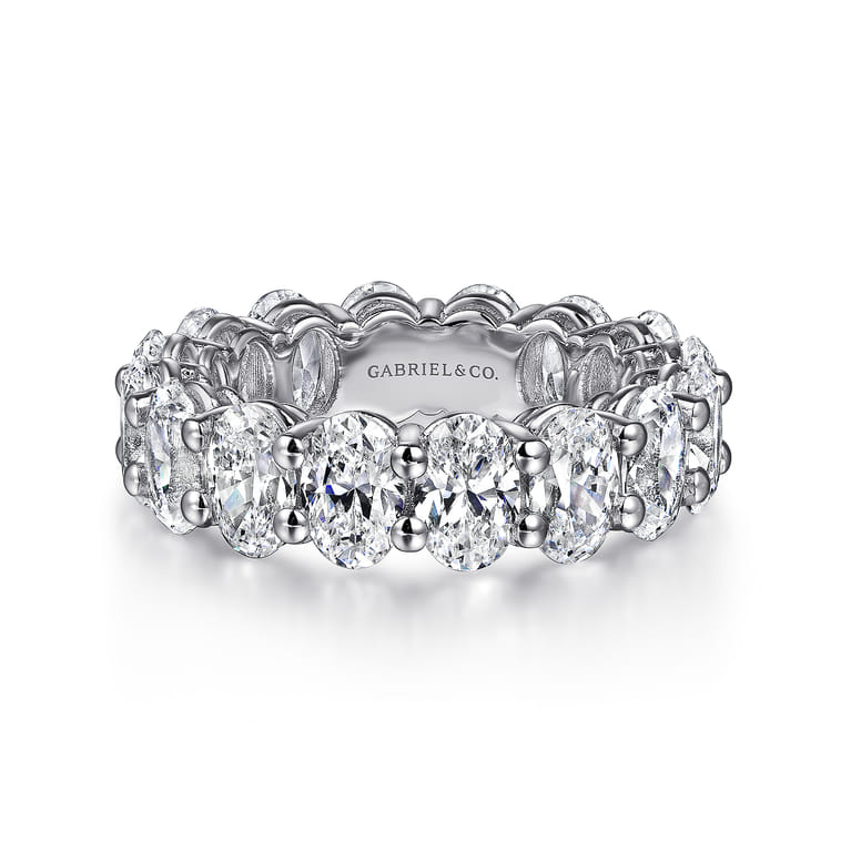 Eternity Band Wedding Ring in 14k White Gold with Oval Natural Diamond at Gabriel & Co. - Shot 1