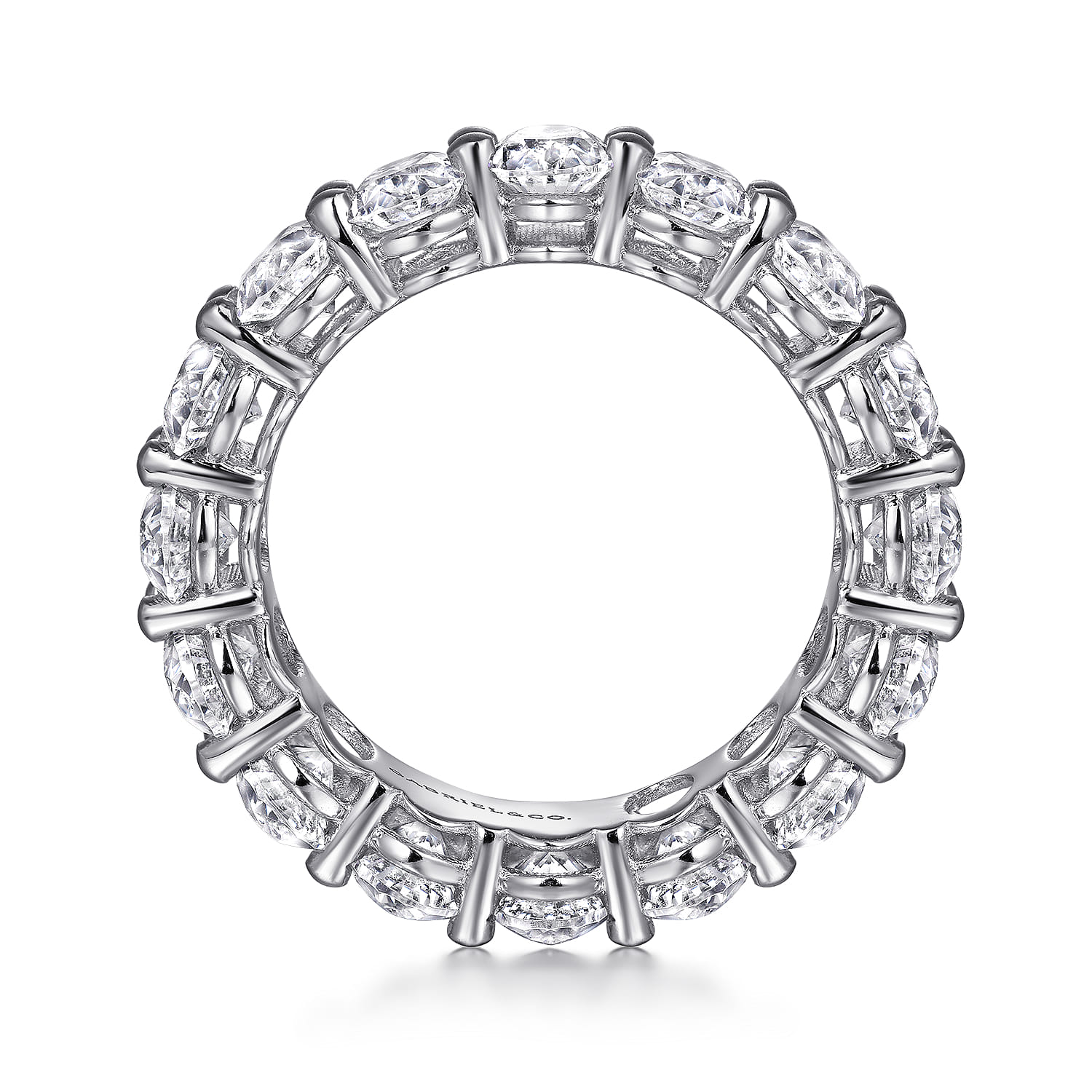 Eternity Band Wedding Ring in 14k White Gold with Oval Natural Diamond at Gabriel & Co. - Shot 2