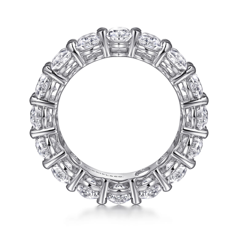 Eternity Band Wedding Ring in 14k White Gold with Oval Natural Diamond at Gabriel & Co. - Shot 2