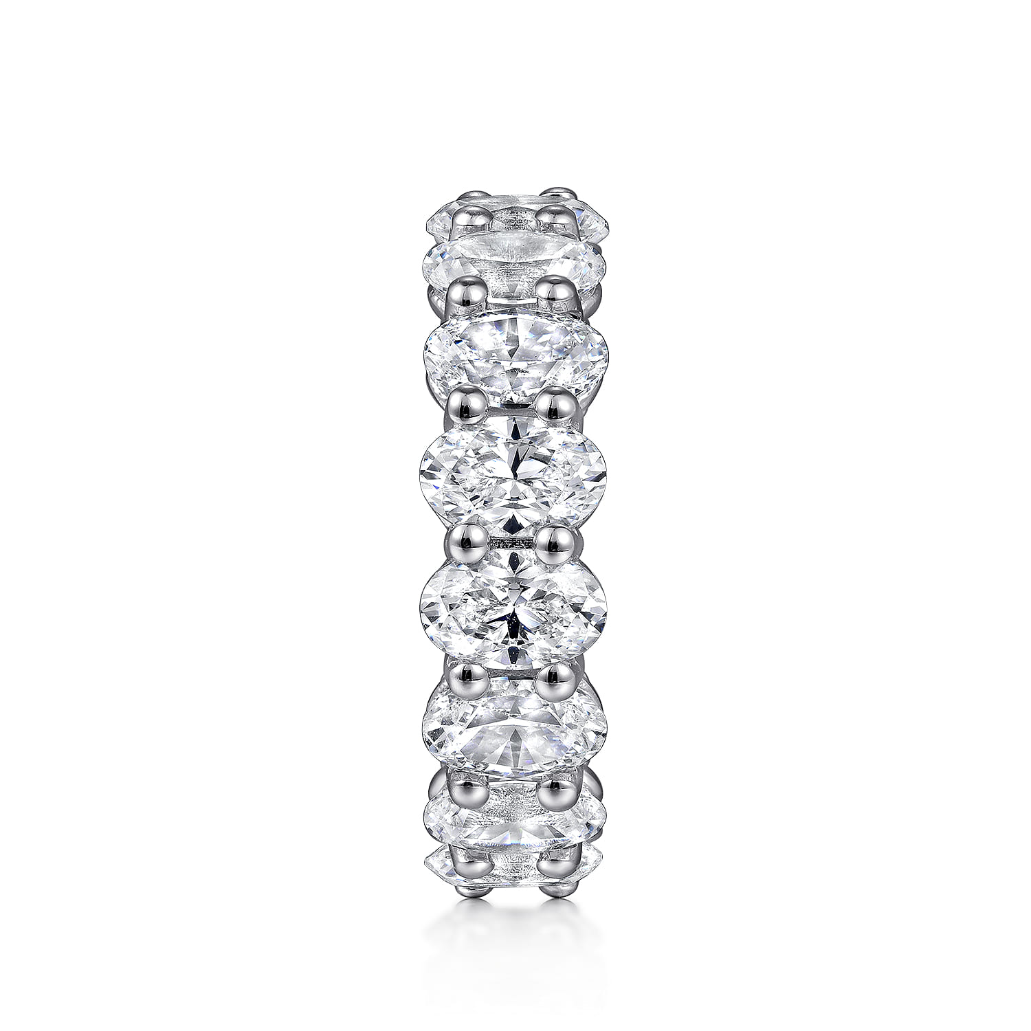 Eternity Band Wedding Ring in 14k White Gold with Oval Natural Diamond at Gabriel & Co. - Shot 4