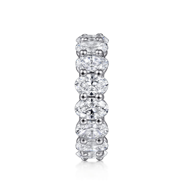 Eternity Band Wedding Ring in 14k White Gold with Oval Natural Diamond at Gabriel & Co. - Shot 4
