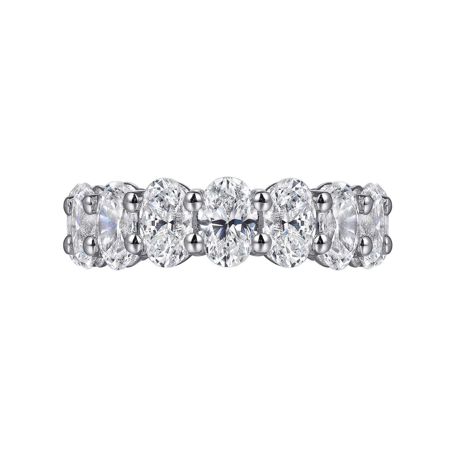Eternity Band Wedding Ring in 14k White Gold with Oval Natural Diamond at Gabriel & Co. - Shot 5