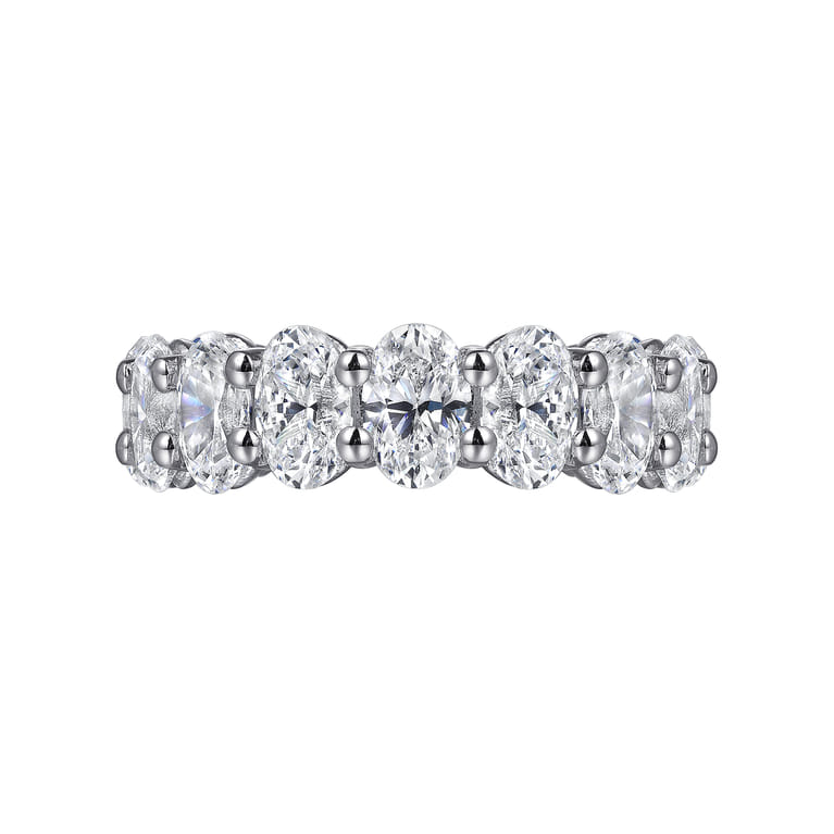 Eternity Band Wedding Ring in 14k White Gold with Oval Natural Diamond at Gabriel & Co. - Shot 5