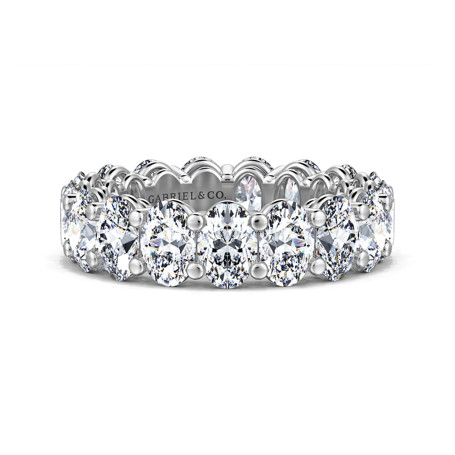 Eternity Band Wedding Ring in 14k White Gold with Oval Natural Diamond at Gabriel & Co. - Shot 1