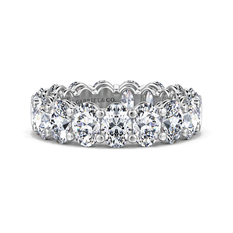 Eternity Band Wedding Ring in 14k White Gold with Oval Natural Diamond at Gabriel & Co. - Shot 1