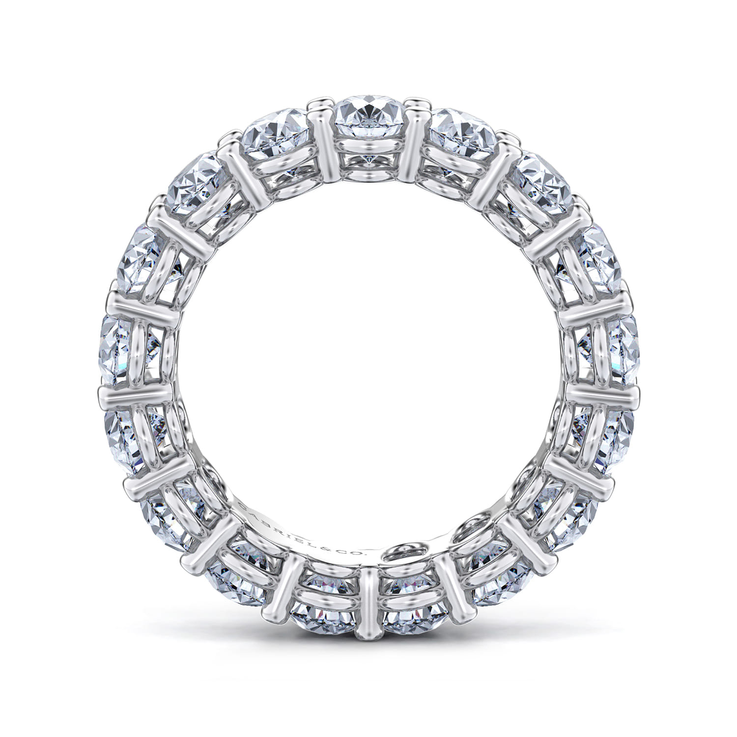Eternity Band Wedding Ring in 14k White Gold with Oval Natural Diamond at Gabriel & Co. - Shot 2