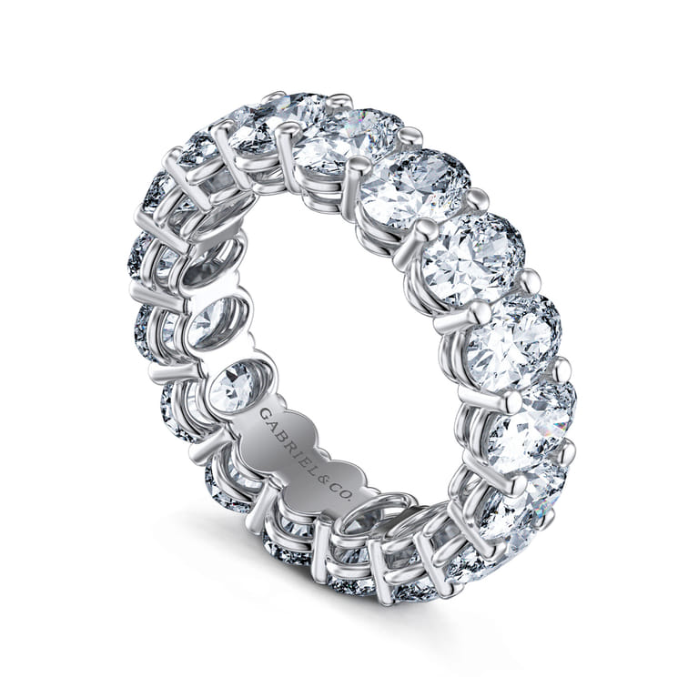 Eternity Band Wedding Ring in 14k White Gold with Oval Natural Diamond at Gabriel & Co. - Shot 3