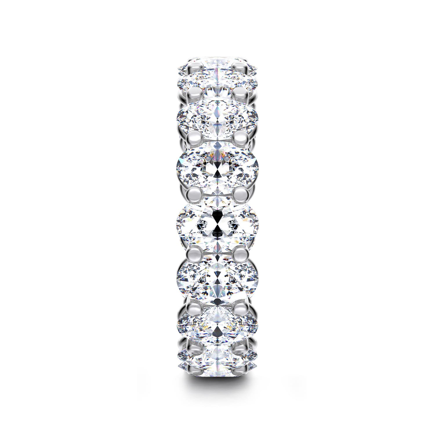 Eternity Band Wedding Ring in 14k White Gold with Oval Natural Diamond at Gabriel & Co. - Shot 4