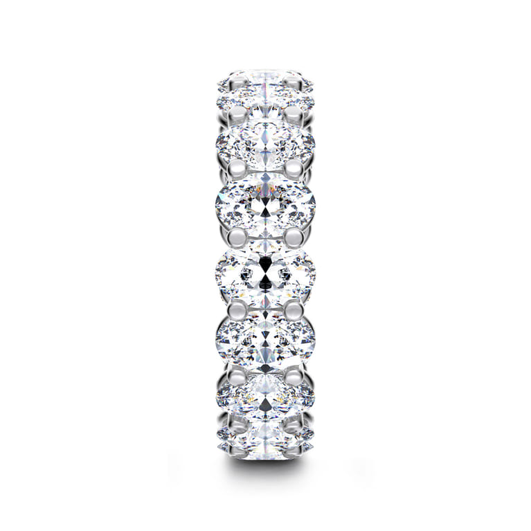 Eternity Band Wedding Ring in 14k White Gold with Oval Natural Diamond at Gabriel & Co. - Shot 4