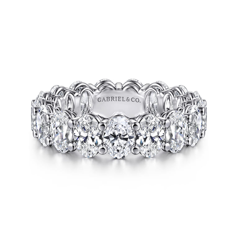 Eternity Band Wedding Ring in 14k White Gold with Oval Natural Diamond at Gabriel & Co. - Shot 1
