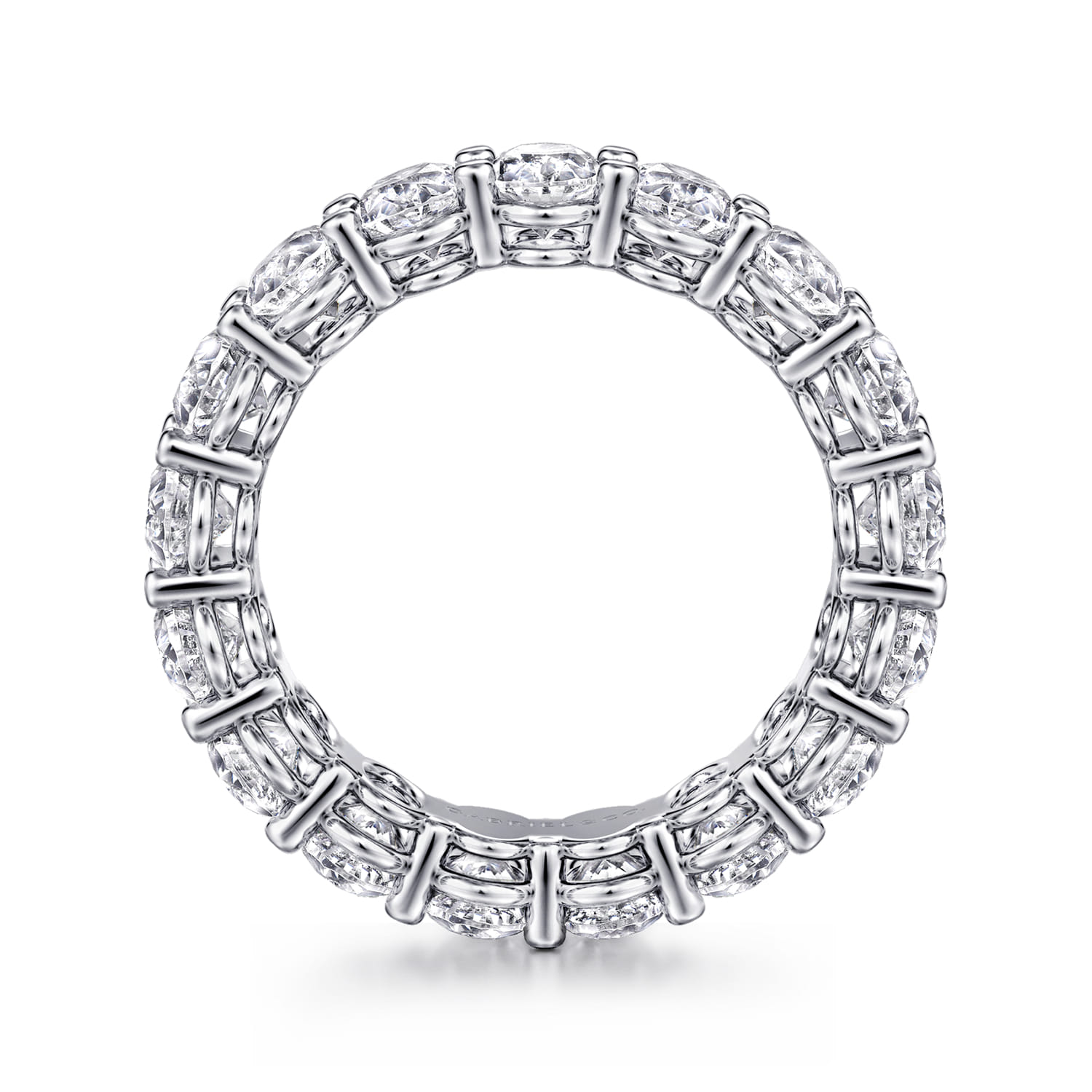 Eternity Band Wedding Ring in 14k White Gold with Oval Natural Diamond at Gabriel & Co. - Shot 2