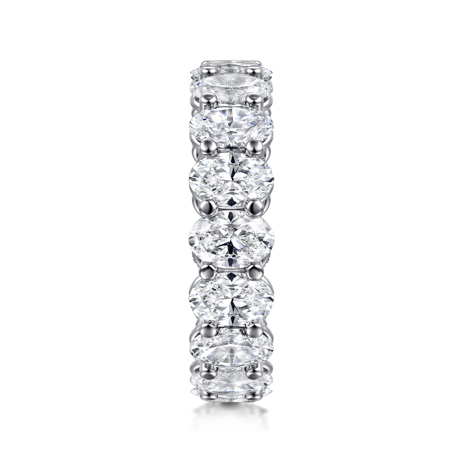 Eternity Band Wedding Ring in 14k White Gold with Oval Natural Diamond at Gabriel & Co. - Shot 4