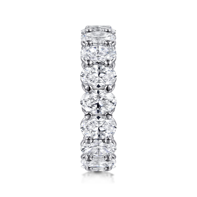 Eternity Band Wedding Ring in 14k White Gold with Oval Natural Diamond at Gabriel & Co. - Shot 4