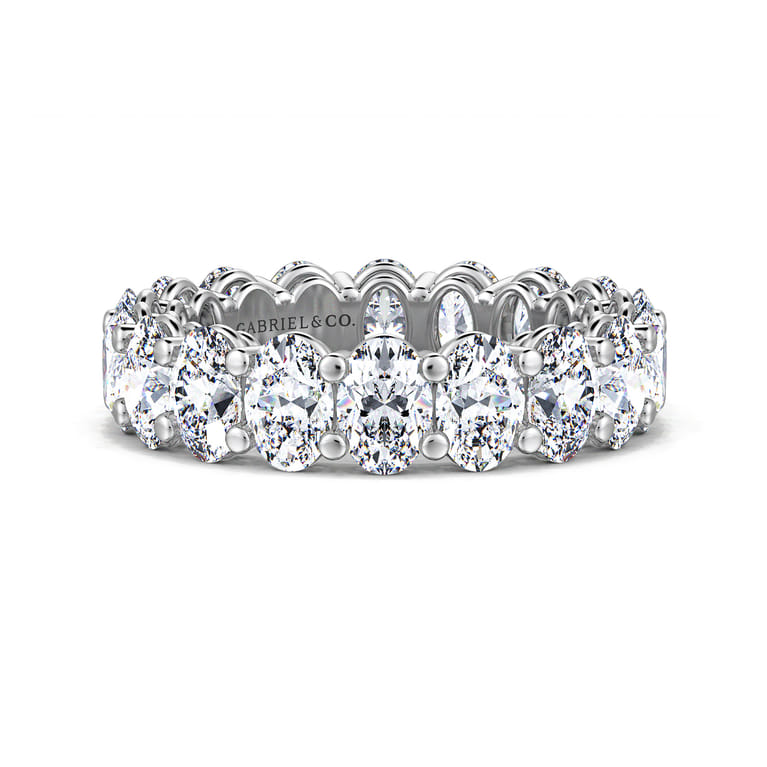 Eternity Band Wedding Ring in 14k White Gold with Oval Natural Diamond at Gabriel & Co. - Shot 1