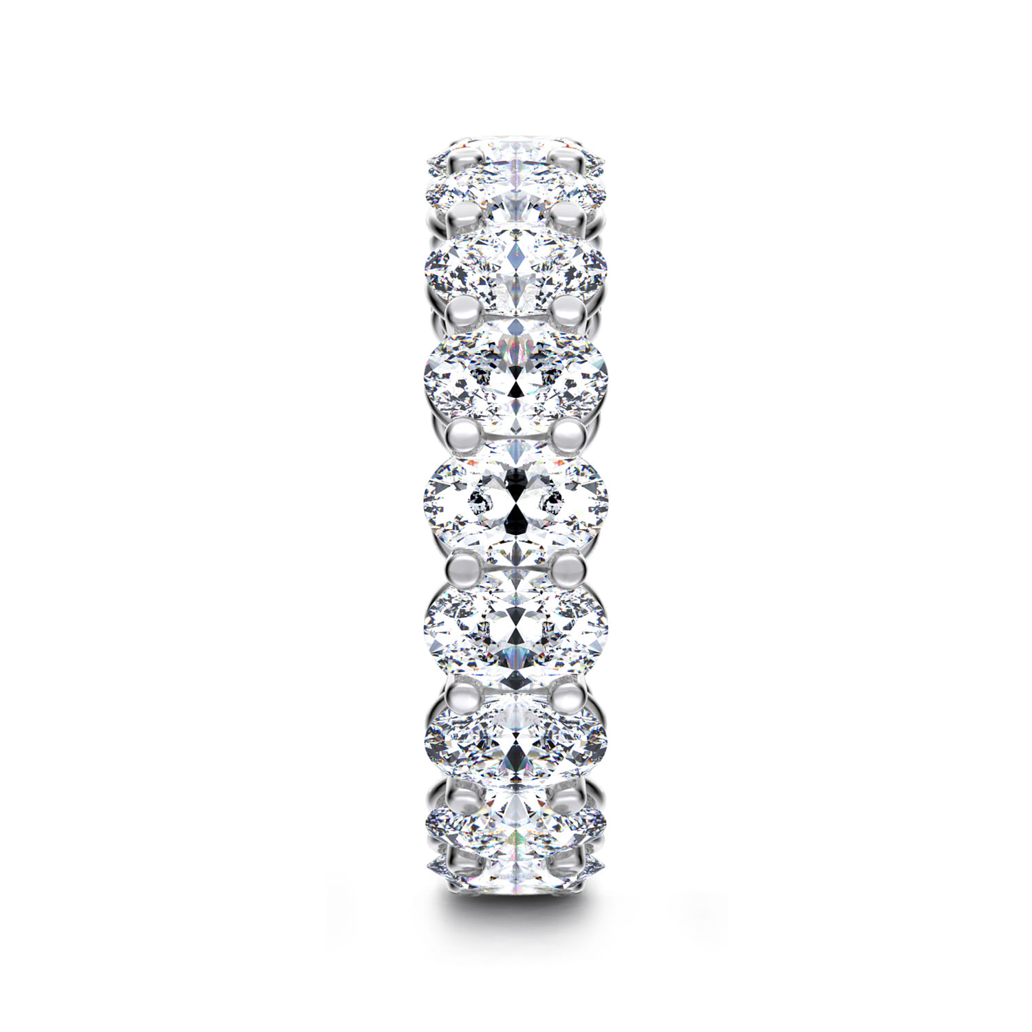 Eternity Band Wedding Ring in 14k White Gold with Oval Natural Diamond at Gabriel & Co. - Shot 4