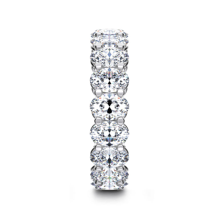 Eternity Band Wedding Ring in 14k White Gold with Oval Natural Diamond at Gabriel & Co. - Shot 4
