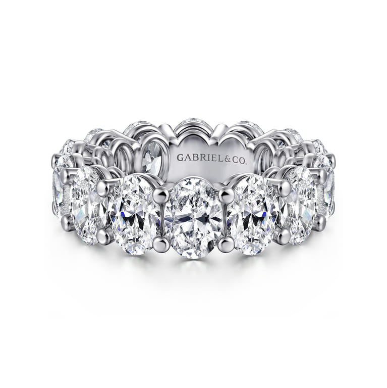 Eternity Band Wedding Ring in 14k White Gold with Oval Natural Diamond at Gabriel & Co. - Shot 1