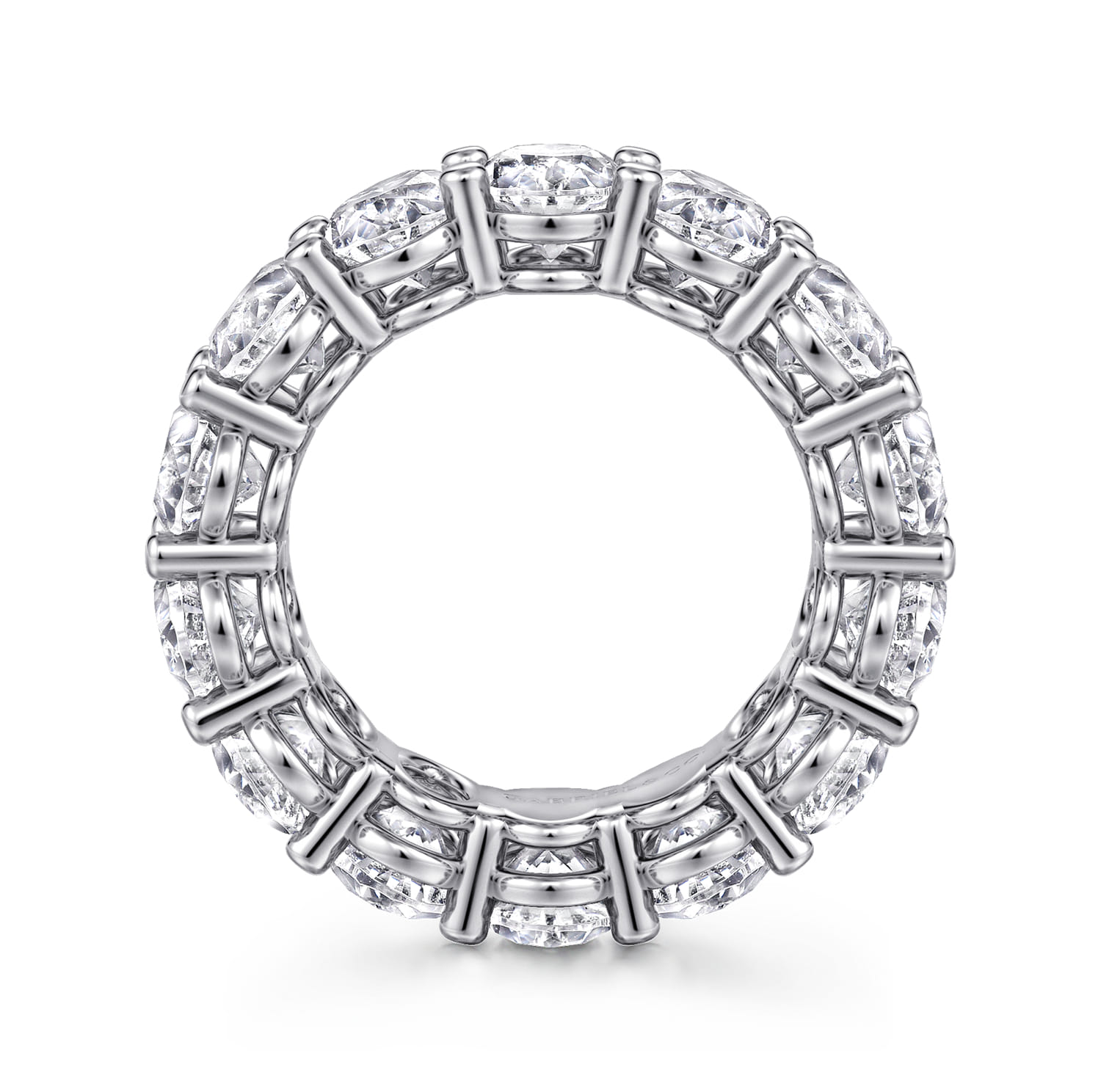 Eternity Band Wedding Ring in 14k White Gold with Oval Natural Diamond at Gabriel & Co. - Shot 2