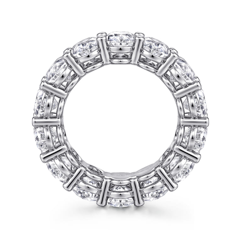 Eternity Band Wedding Ring in 14k White Gold with Oval Natural Diamond at Gabriel & Co. - Shot 2