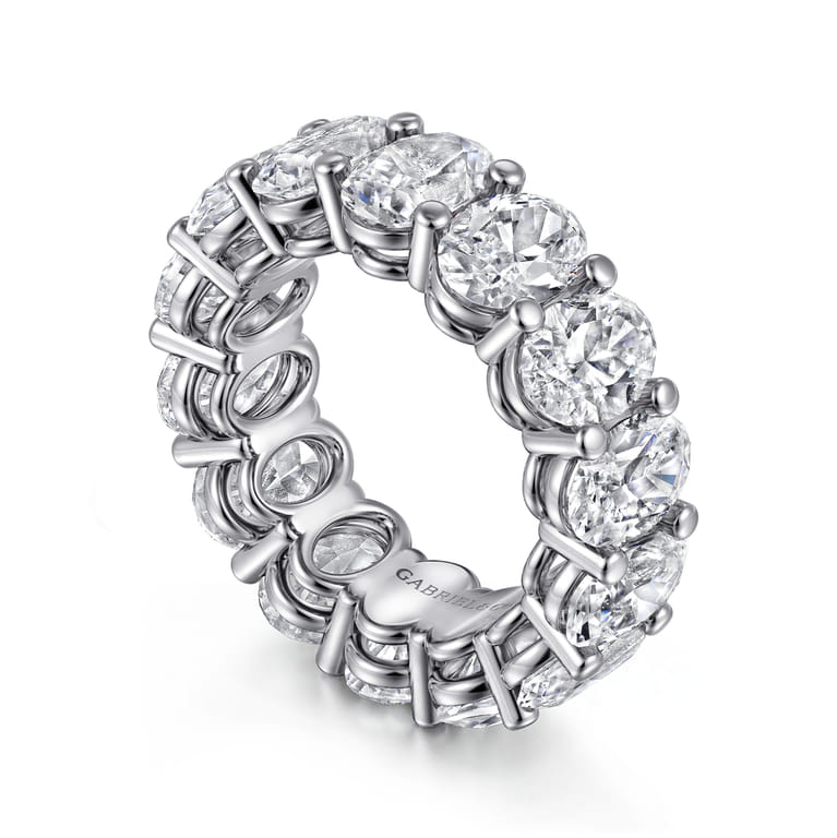 Eternity Band Wedding Ring in 14k White Gold with Oval Natural Diamond at Gabriel & Co. - Shot 3