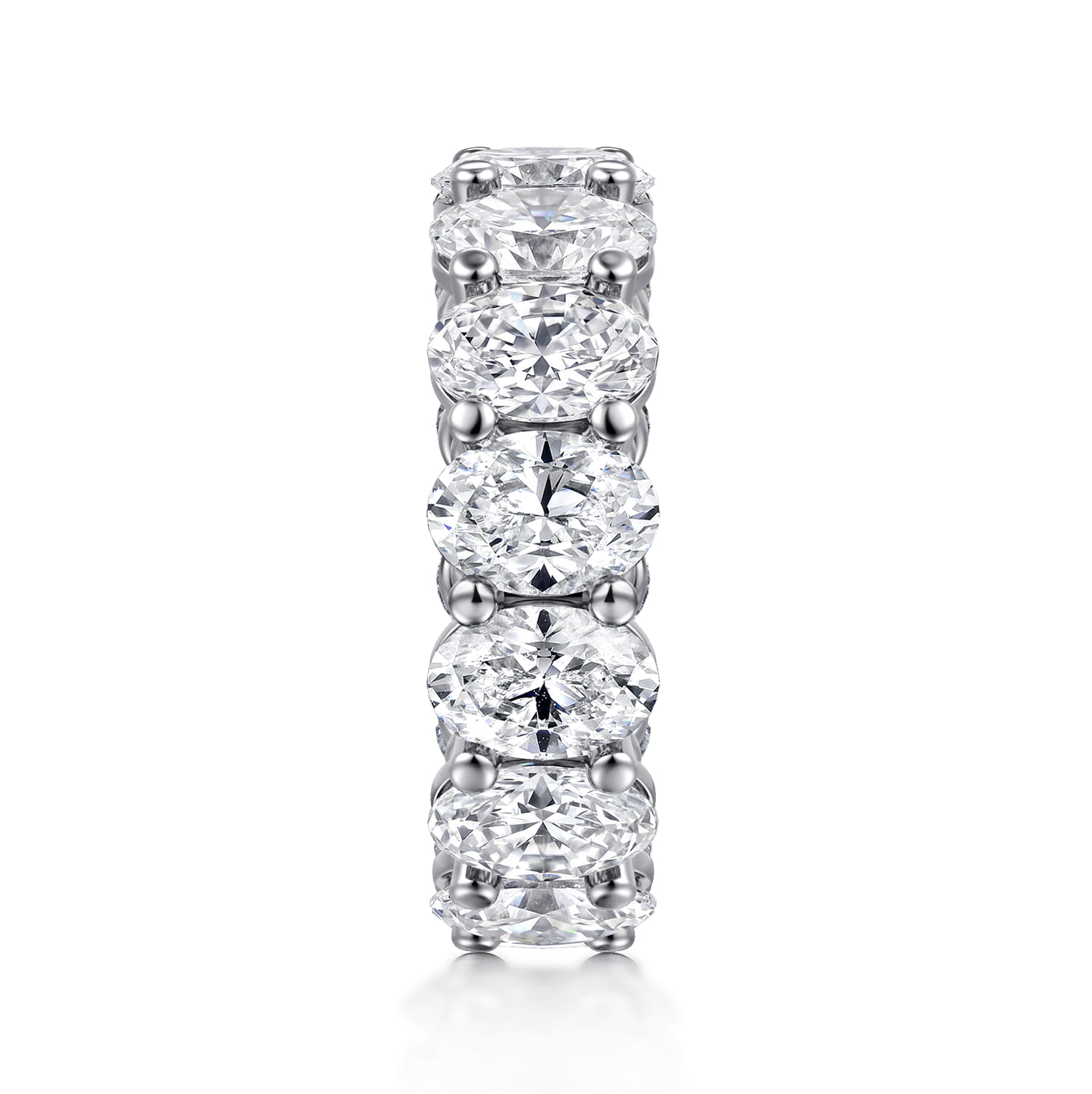 Eternity Band Wedding Ring in 14k White Gold with Oval Natural Diamond at Gabriel & Co. - Shot 4