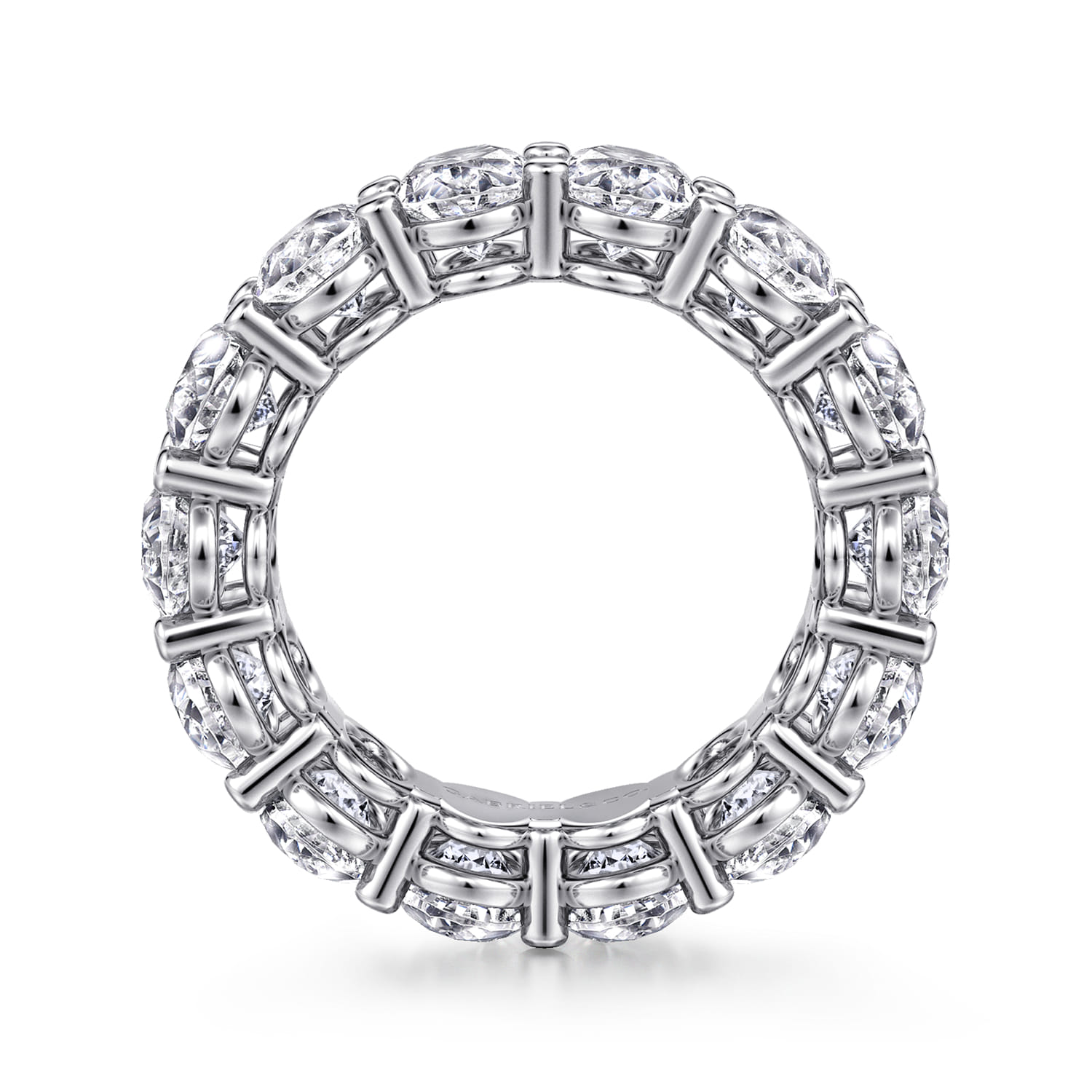 Eternity Band Wedding Ring in 14k White Gold with Oval Natural Diamond at Gabriel & Co. - Shot 2