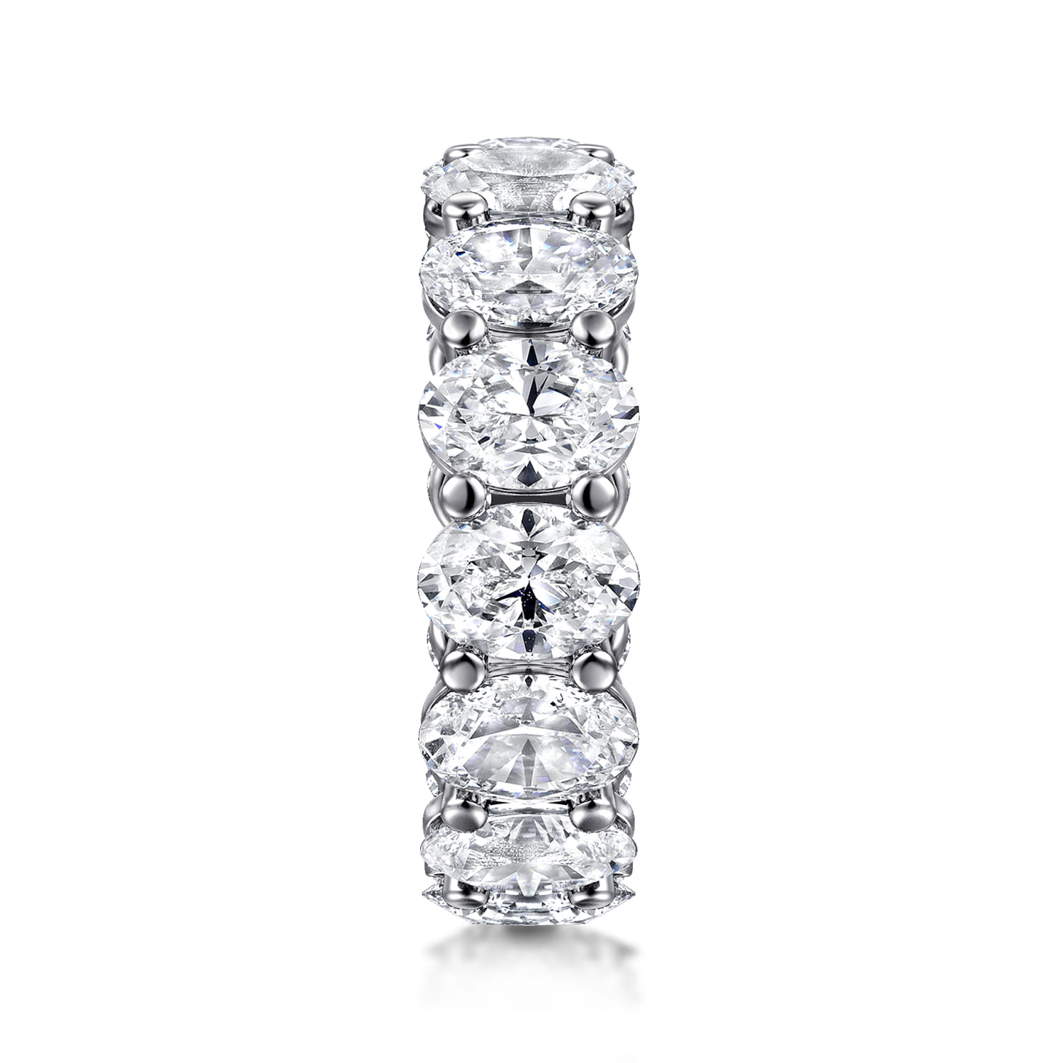 Eternity Band Wedding Ring in 14k White Gold with Oval Natural Diamond at Gabriel & Co. - Shot 4