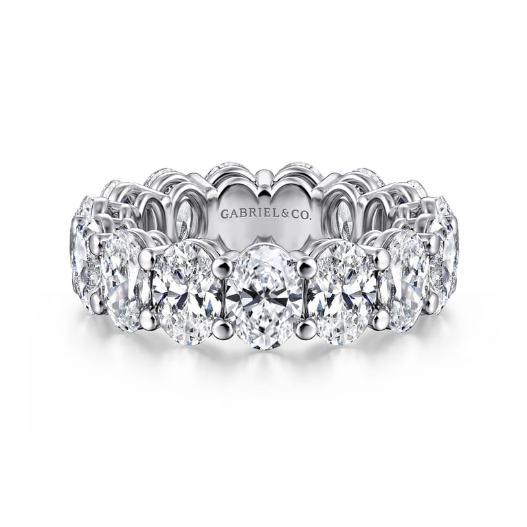 Eternity Band Wedding Ring in 14k White Gold with Oval Natural Diamond at Gabriel & Co. - Shot 1