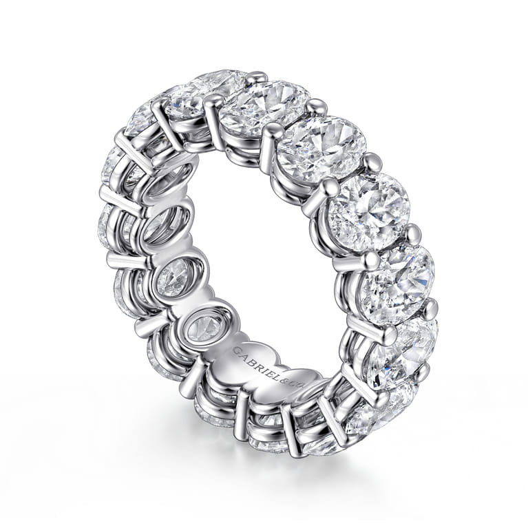 Eternity Band Wedding Ring in 14k White Gold with Oval Natural Diamond at Gabriel & Co. - Shot 3