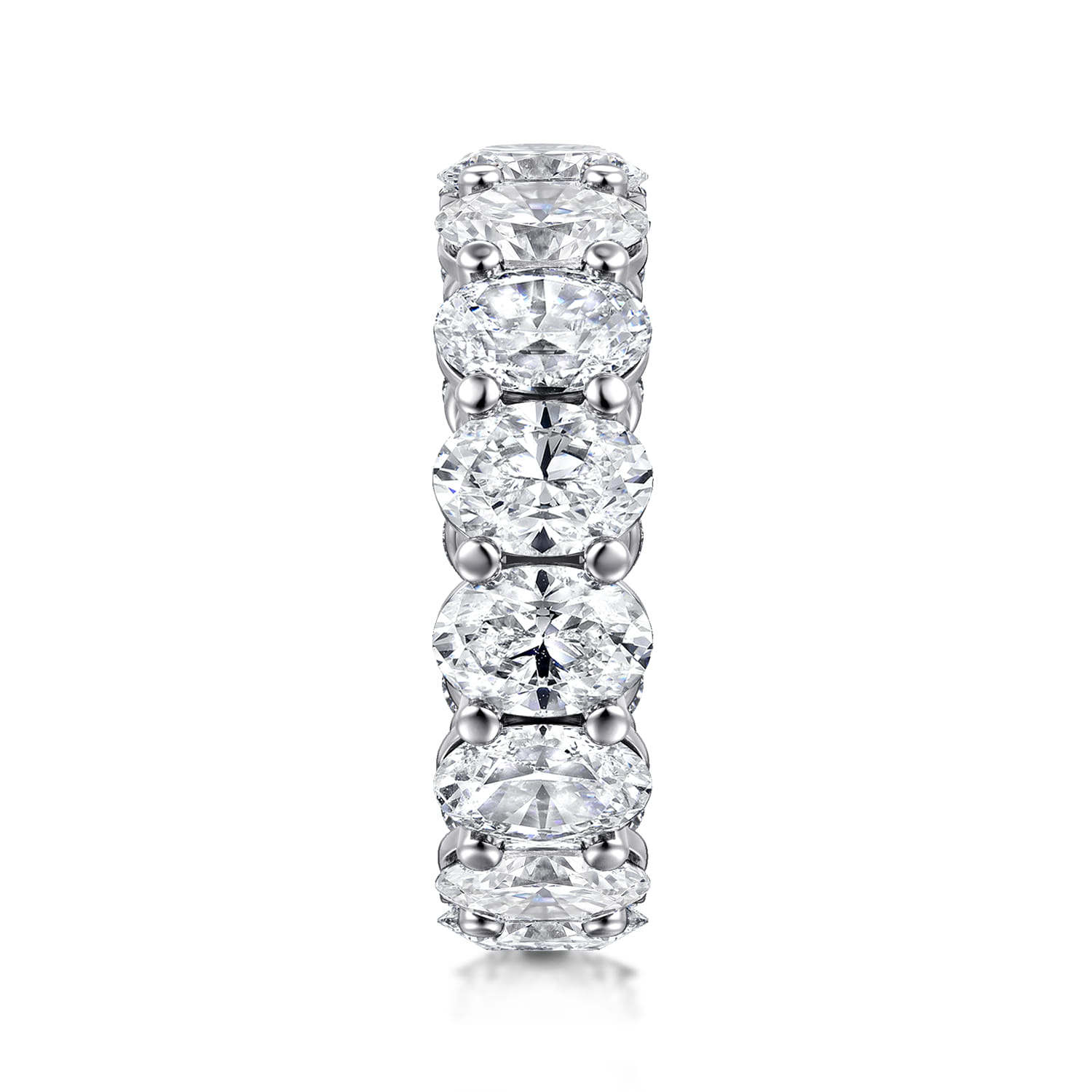 Eternity Band Wedding Ring in 14k White Gold with Oval Natural Diamond at Gabriel & Co. - Shot 4